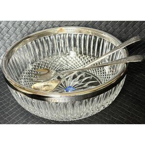 FB Rogers Silver Company 3 Piece Salad Set Silver plated Rim And Servers Italy